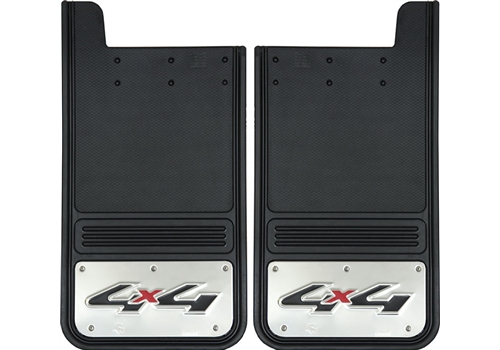 Truck Hardware 2-Pc Rear Stainless "Black 4x4" Mud Flap Set - Click Image to Close